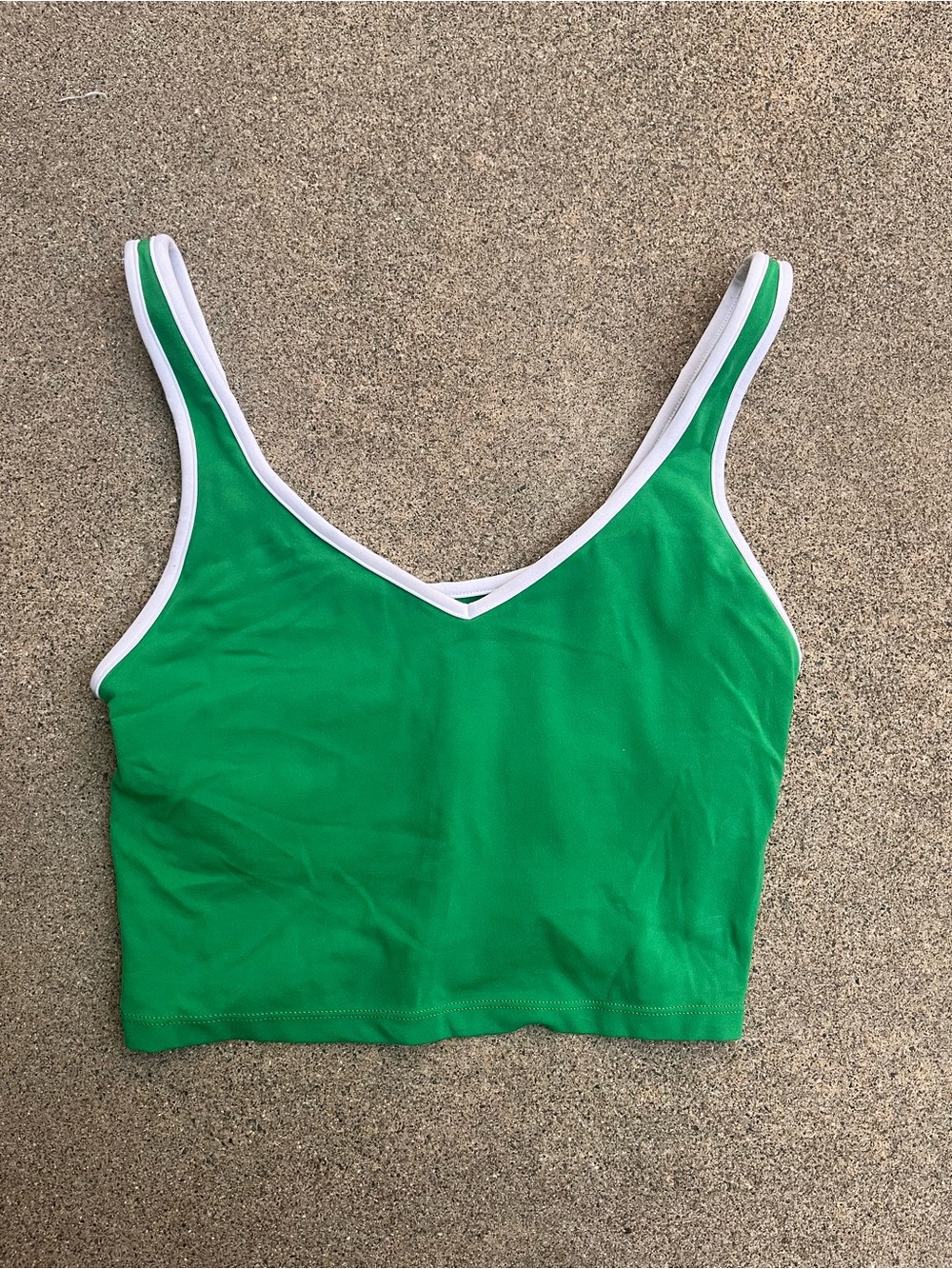 aerie Green Crop Tank with White Trim